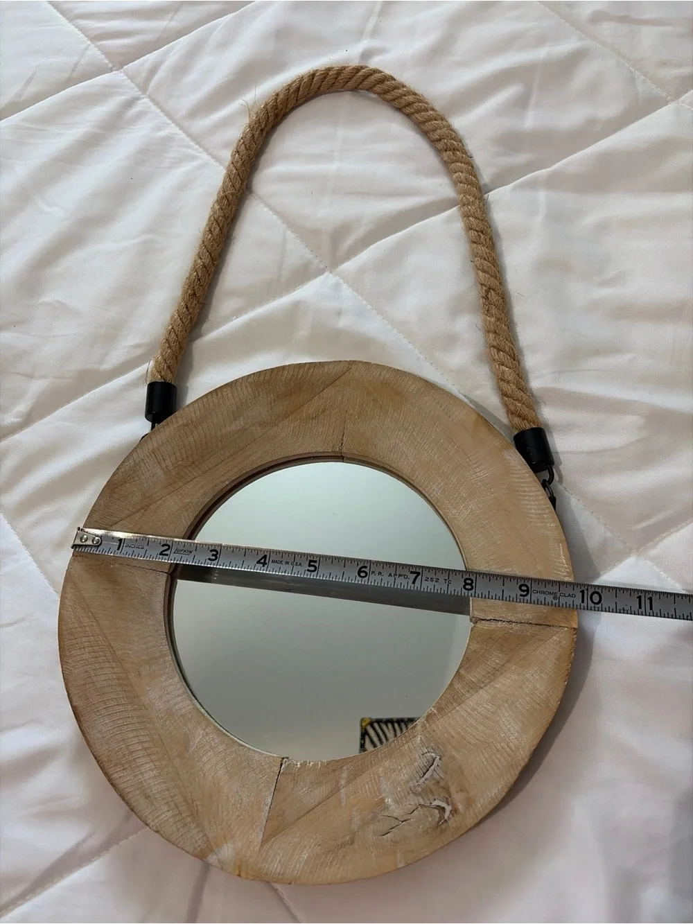 Hobby Lobby Rustic Round Wood Rope Hanging Mirror in Natural Brown